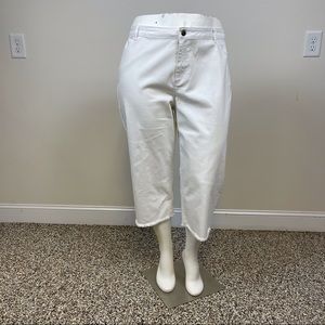 Susan Graver Plus Size White Denim Capris